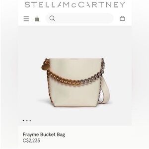 NEW - Stella McCartney Cream Frayme Bucket Bag with Mixed-Metal Chain